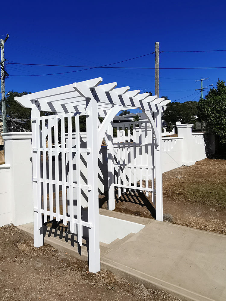 The posts for this Arbour have been concrete in the ground right beside the existing pathway.