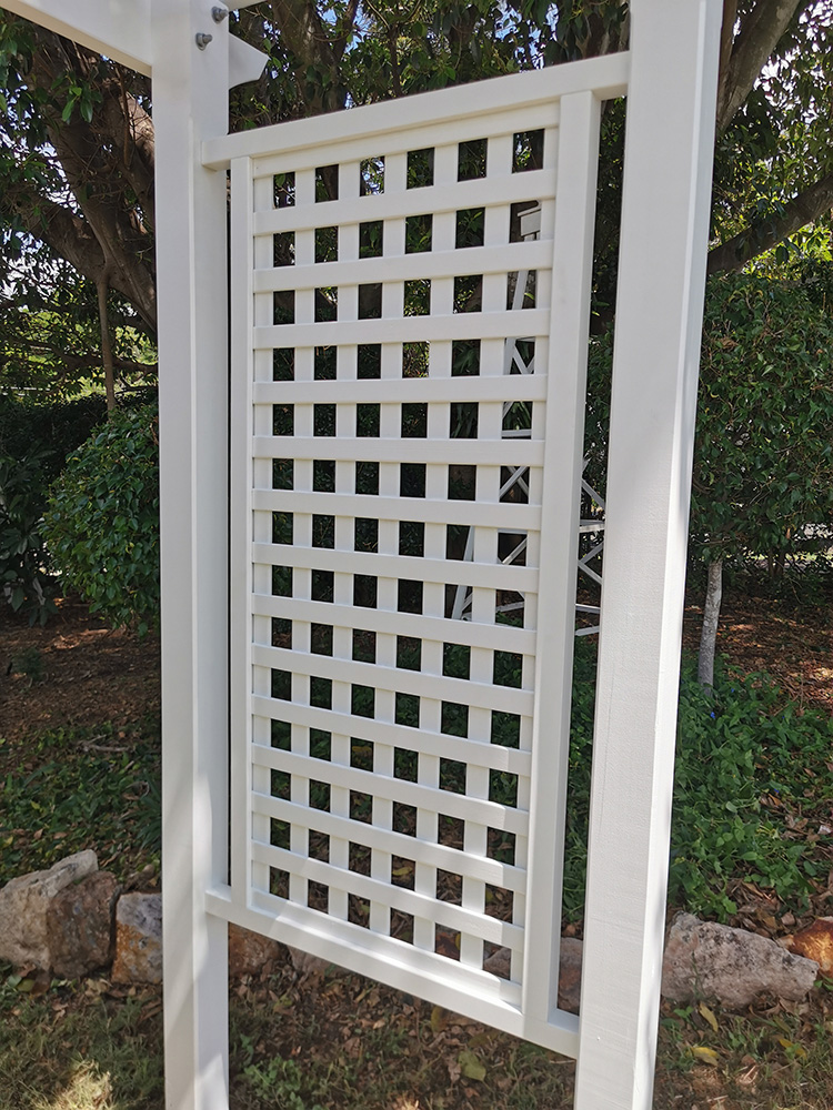 This White Arbour has had lattice screening added that matches existing features at this residence in Indooroopilly.