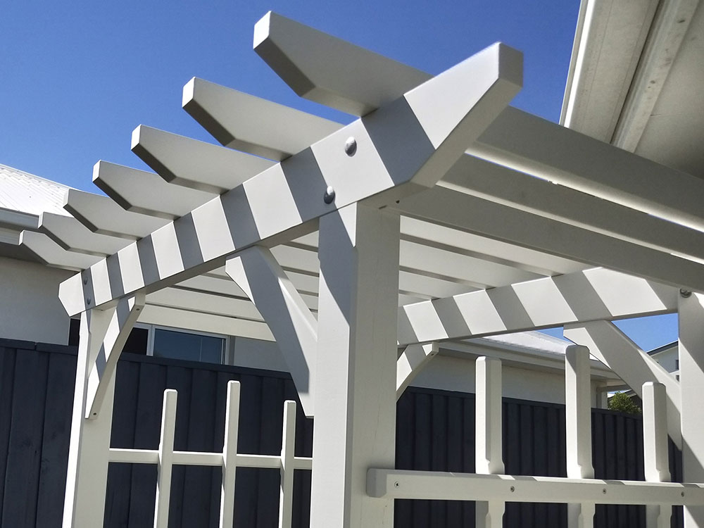 The client has selected the traditional Splayed Profile for this lovely Garden Arbour.