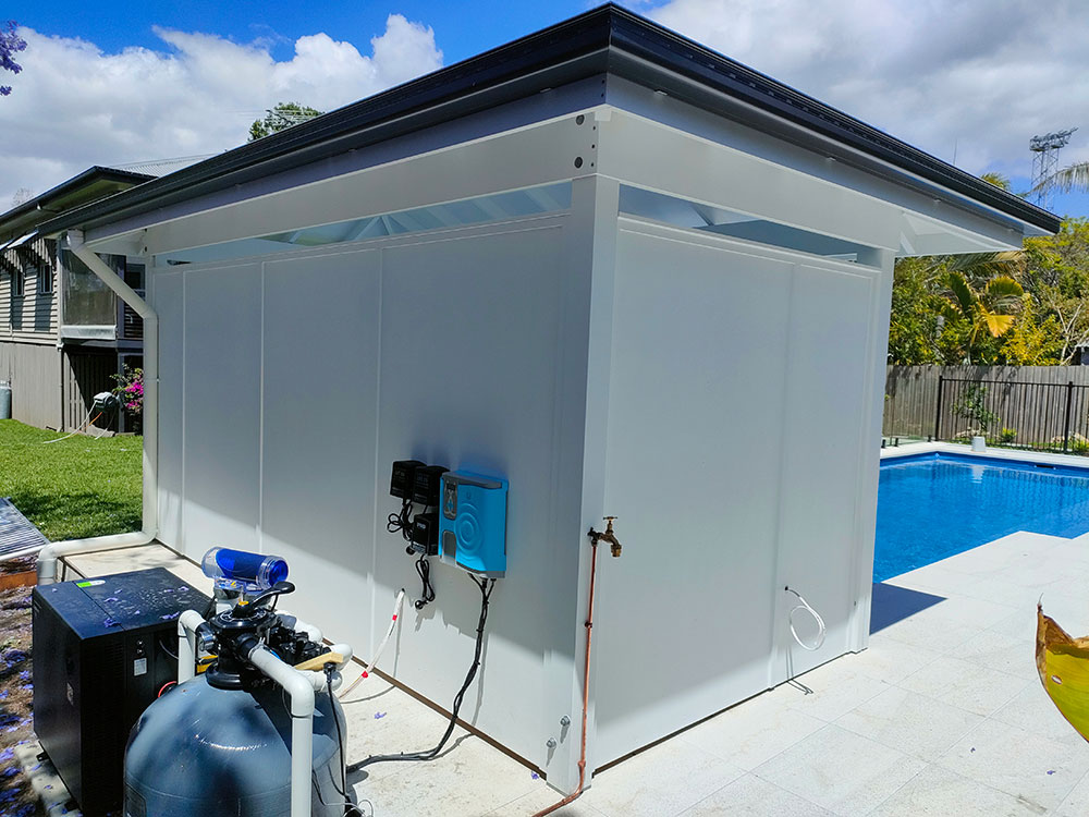 HardieFlex cladding has been used as for the Back Walls on this Hampton Style Pool Cabana.