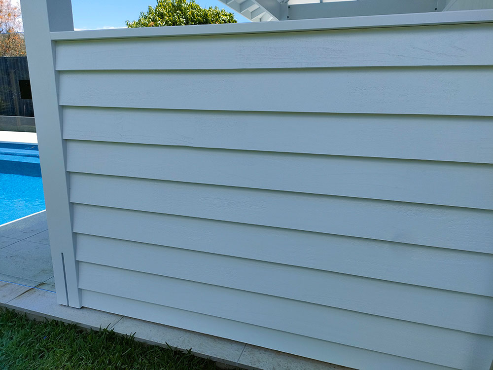 Weatherboard cladding has been used for this half wall.