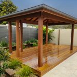 This gazebo is simply stunning in full Spotted Gum and a Cedar ceiling.