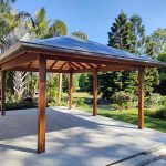 This large Spotted Gum Gazebo overlooks the sloping yard which looks out over the property and down to the creek.