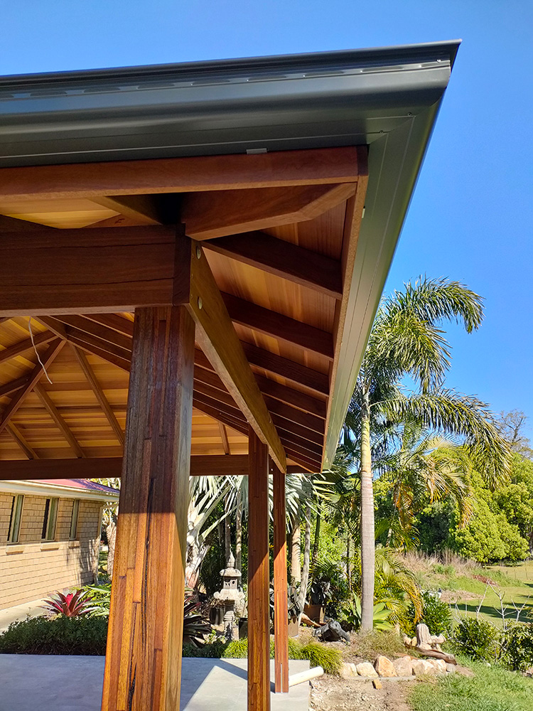 This gazebo features Lamainated Spotted Gum Post.