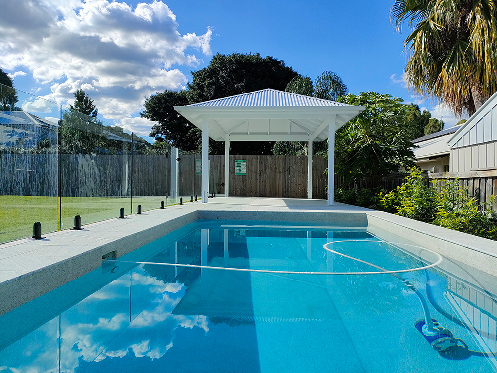 The Gazebo looks so beautiful from the pool.