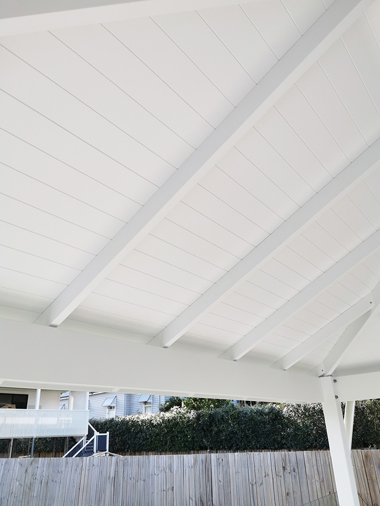 This large Pine Gazebo painted in Lexicon white has a beautiful finish and minimal fixings. Most fixings has been hidden for a beautiful ceiling finish.