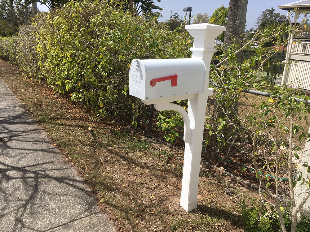 Mailbox designed to match the features and accents of this 1915 Queenslander house in the heart of Brisbane.
