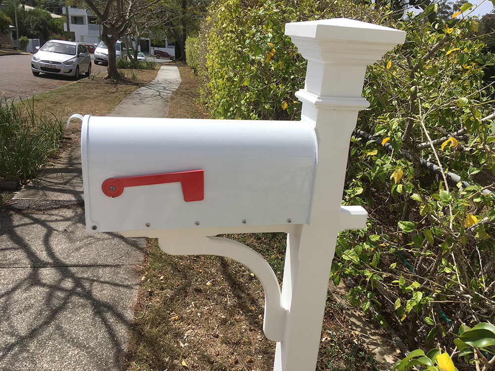 Mailbox designed to match the features and accents of this 1915 Queenslander house in the heart of Brisbane.