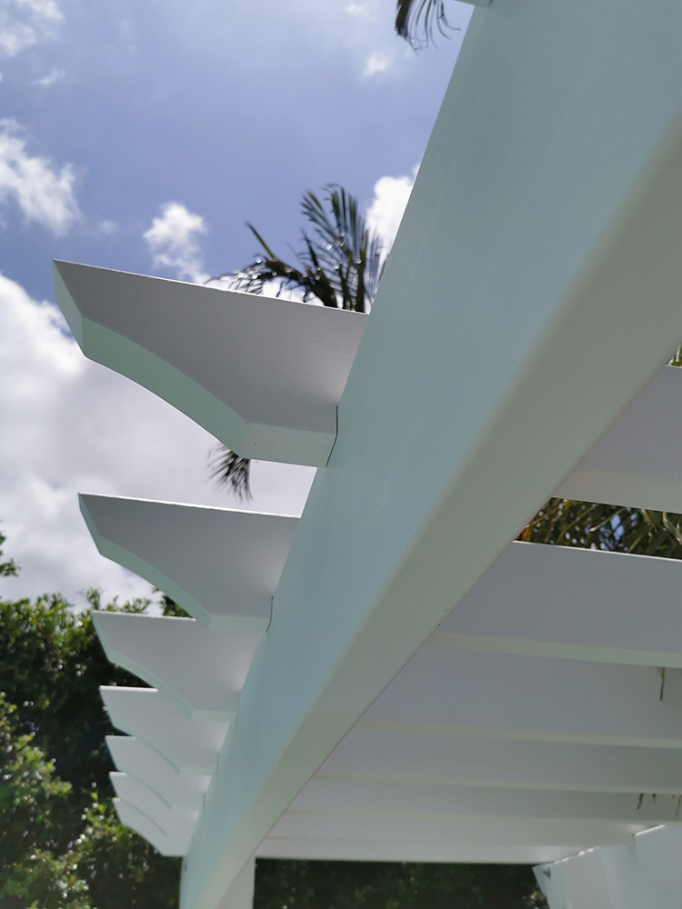 This Pergola profile is a modified Splayed profile and it matches the other Pergola structures that have been added to this residence.