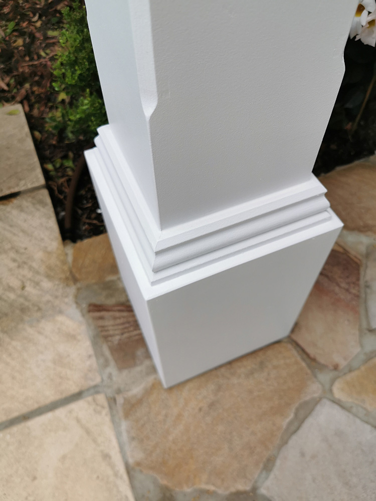 Custom hand made decorative boxes with seamless finish, set on new pavers.
