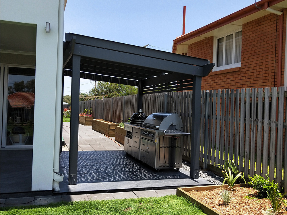 This Pergola has been painted in the color Western Myall and it compliments the colors of the residence.