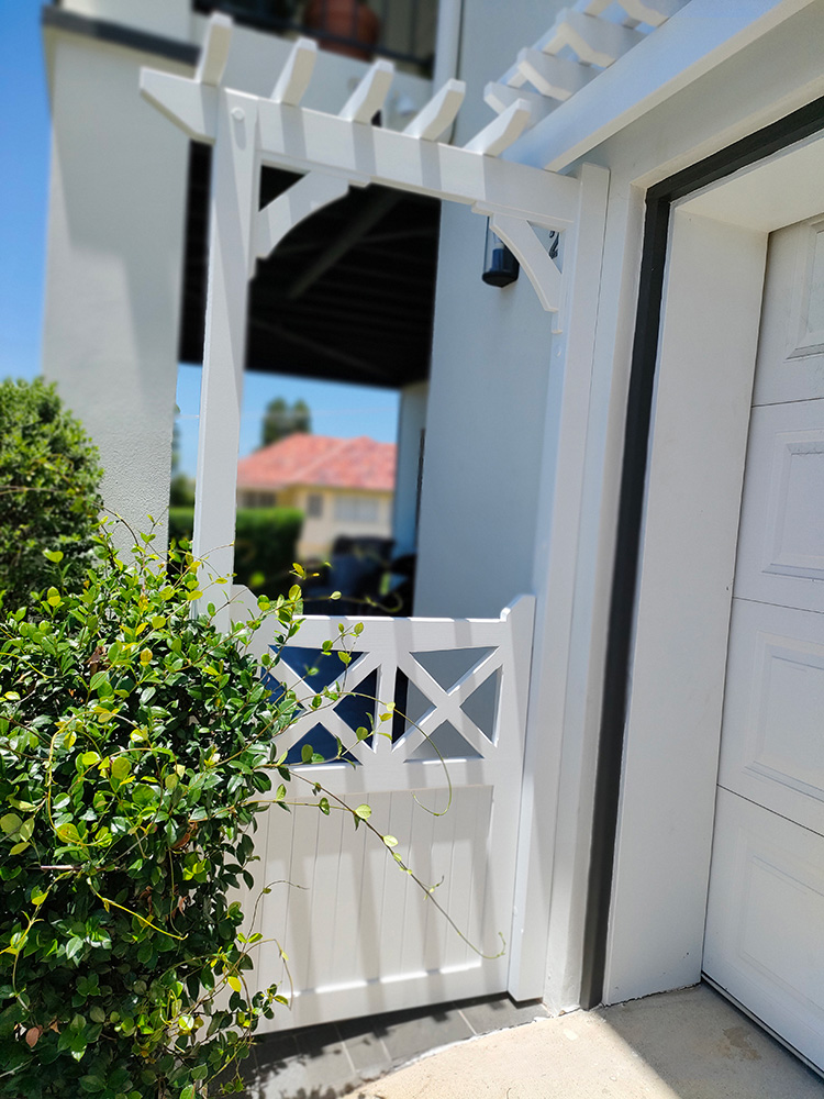 The Pergola Arbour has knee braces added for a beautiful arched effect.