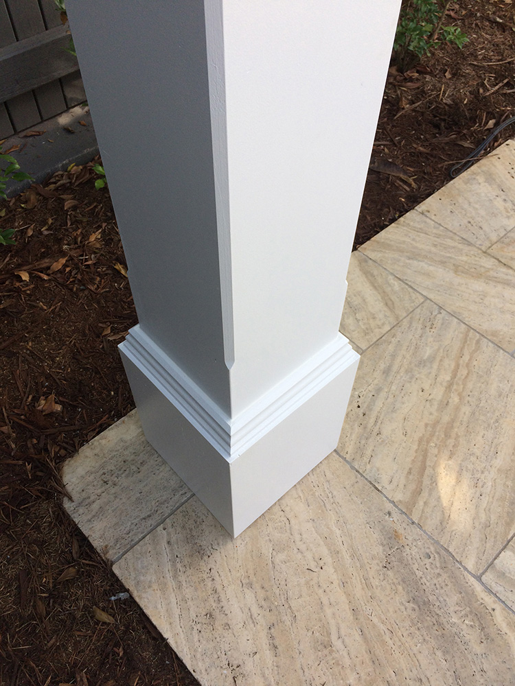 Handmade Decorative Post Boxes with trim look stunning on this Hampton's Style Pergola