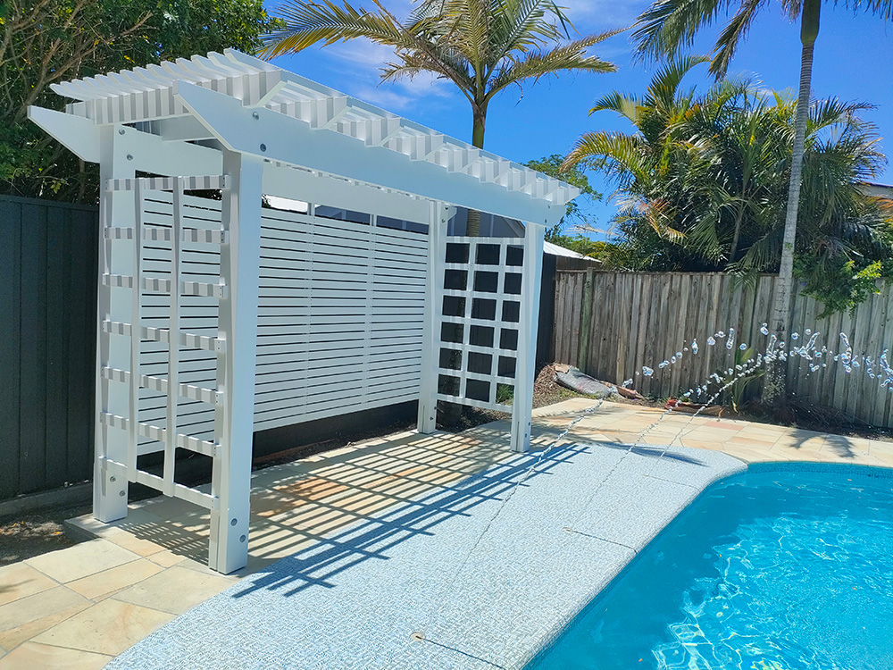 This Pool area has recently been renovated and a new water feature has been added. What fun for the kids and a new sitting area to watch them.