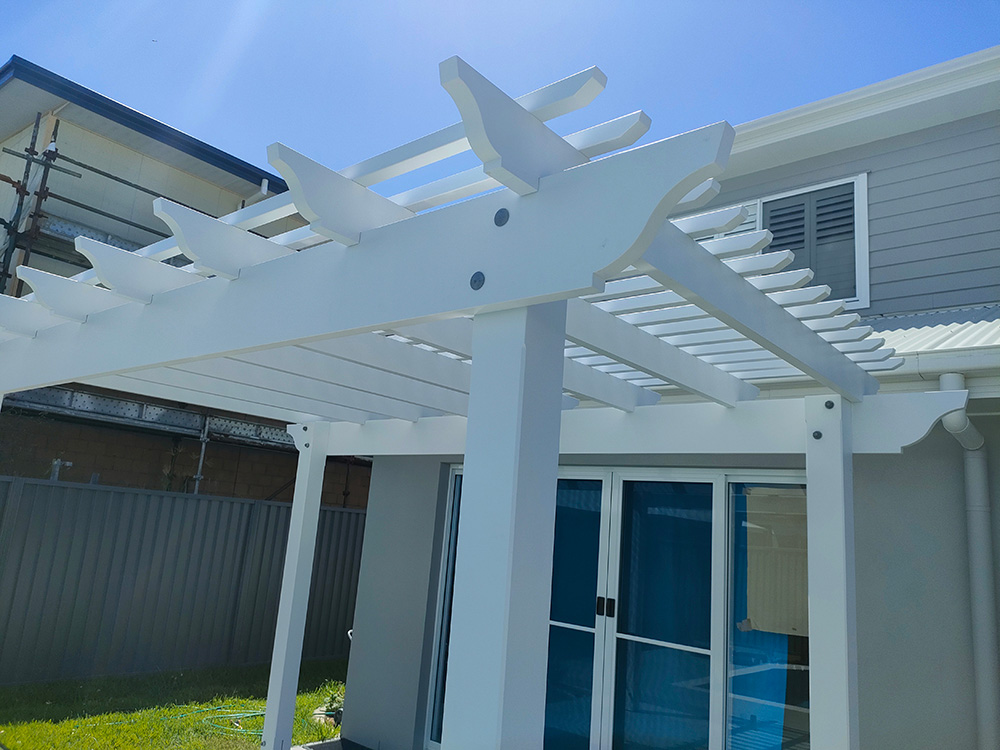 Pergola profiles are hand cut and sanded for a stunning finish.