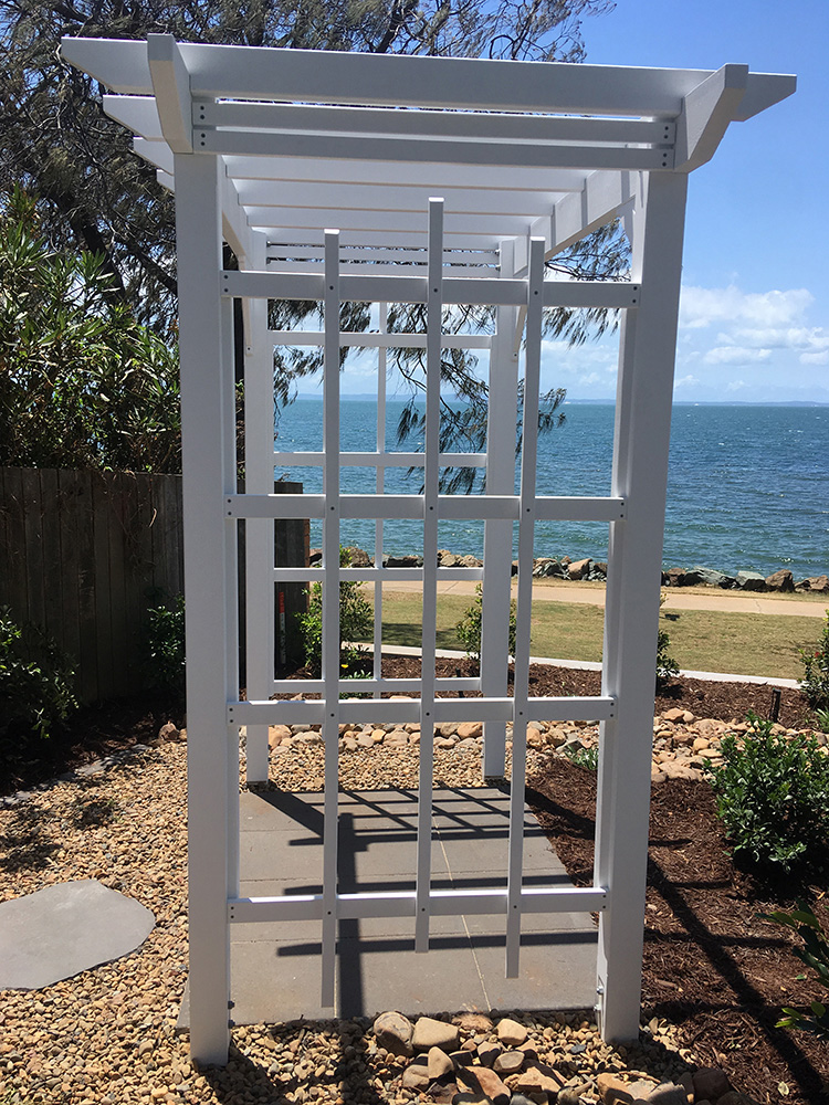 The screening looks great on the sides of this White Pine Arbour