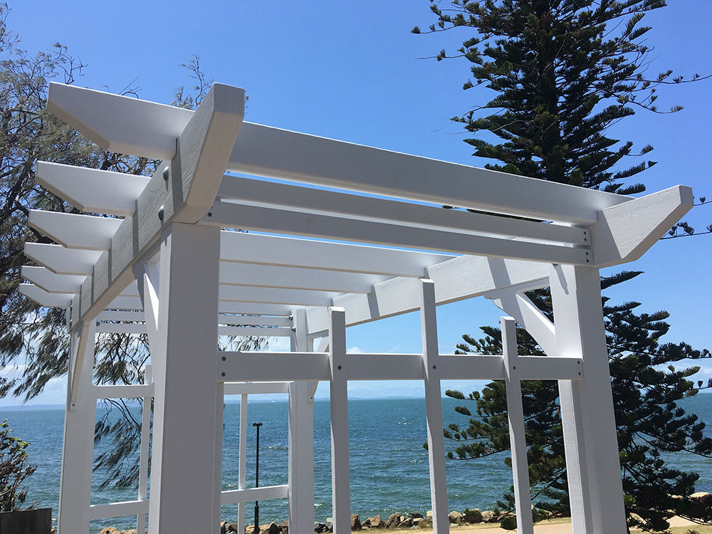The painted Pine Arbour rafters have been notched in to provide strength and a fantastic appearance.