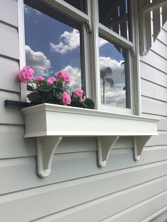Custom made window box designed to match the features and accents of the 1915 Queensland house.