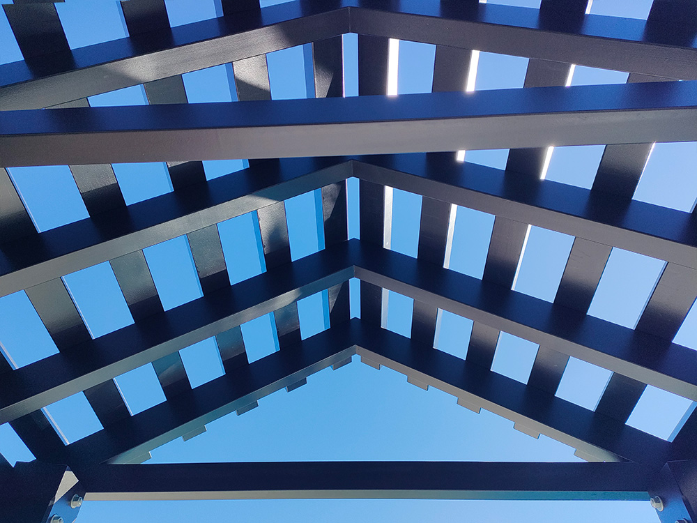 Flawless finish for this Entrance Arbor from below as you wallk through into the pool area and the breathtaking view from this outstanding pool renovation on this hill in Hamilton.