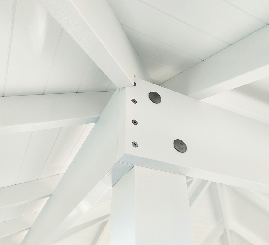 Garden Envi focuses on every detail, from the flawless ceiling finish, to the premium painted finish on the exposed rafters to the exact placement of the screws and bolts on the beams.