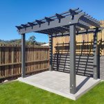 This Pine Pergola has a Quad Pergola Profile. It has been handcut and sanded to perfection to create a beautiful feature in this backyard.