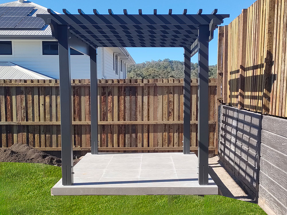 The Pergola provides a stunning focal point as you enter the garden. The Timber Pergola frames the lush new lawns beautifully.