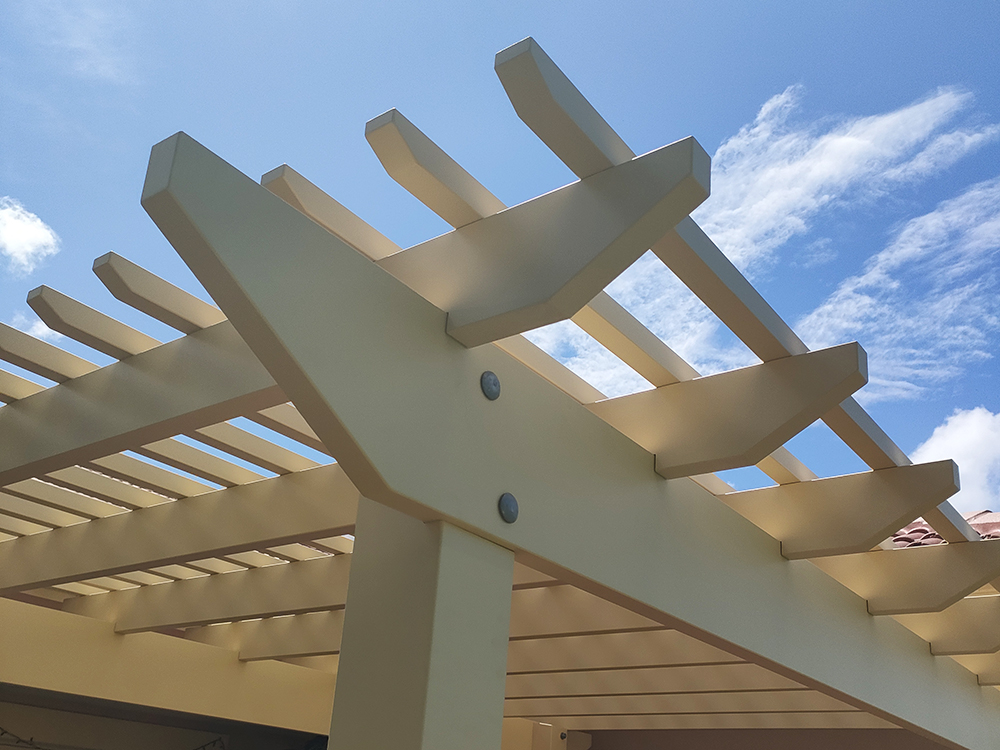 Premium Pergola with Splayed profile and notched rafters.