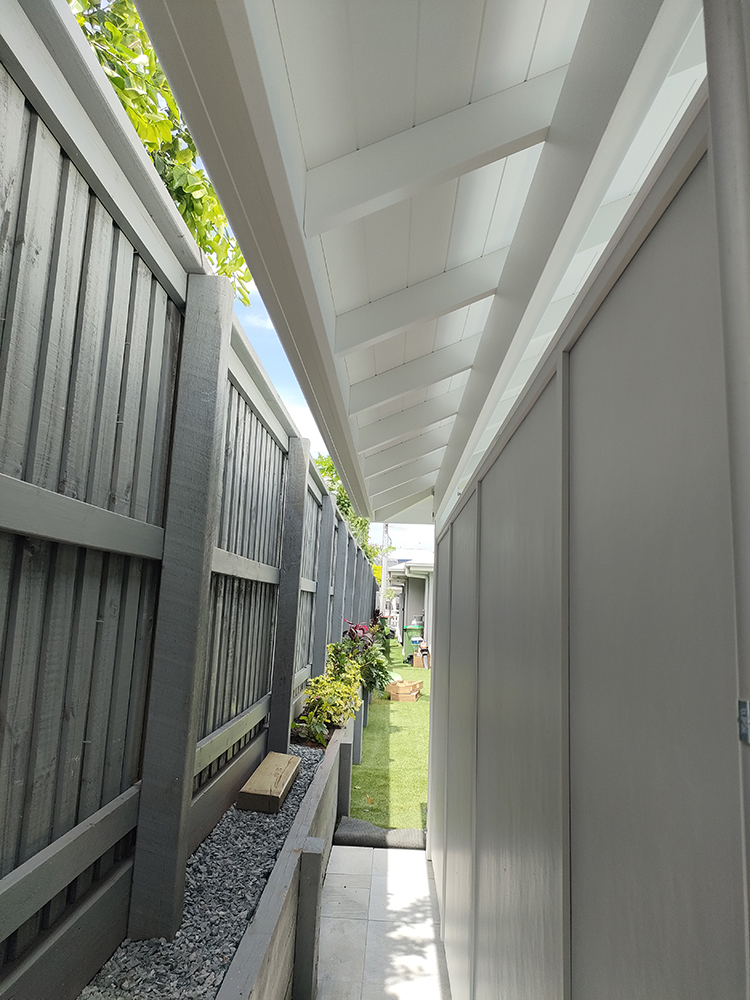 This Pool Cabana has a Hardie Flex cladded exterior back wall.