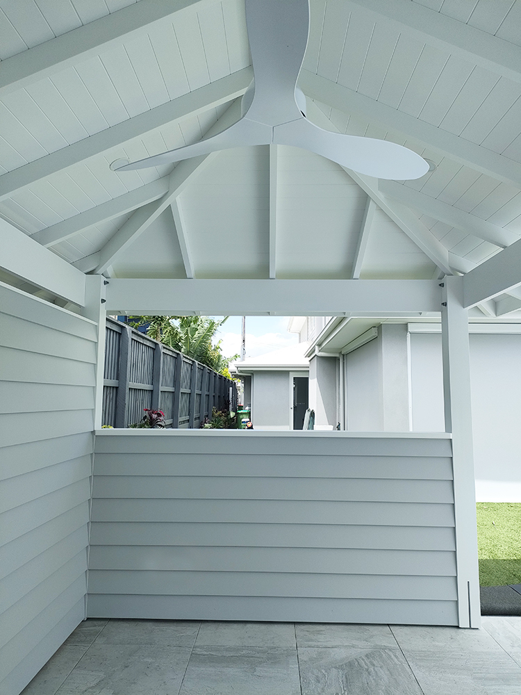 Pool Cabana with beautiful white VJ Ceiling.
