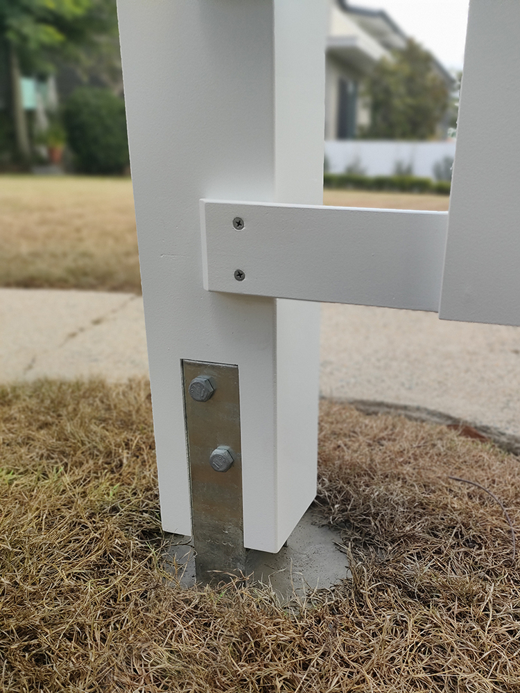 H3 Treated Pine Posts concreted in the ground with High Wind Concrete Anchor Brackets
