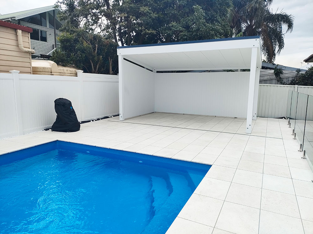Skillion Roofed Pool Cabana with 2 Walls