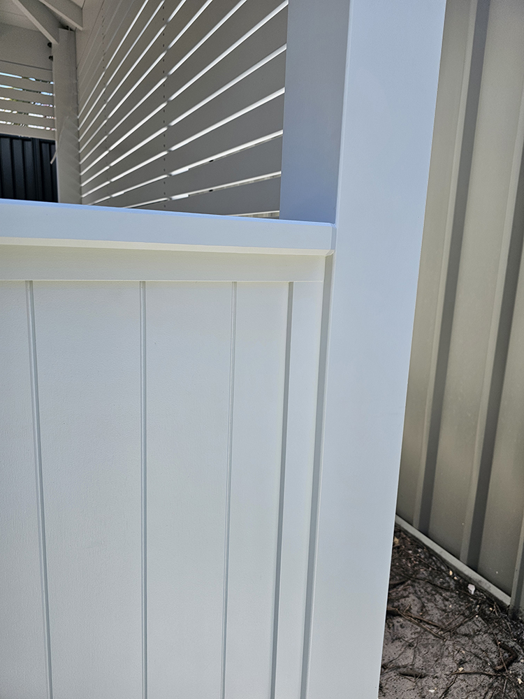 Finishing details on the half wall.