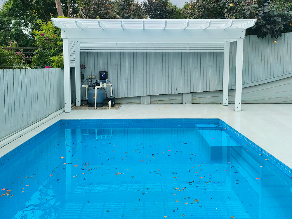 Deluxe Pergola set onto existing Pool Surround