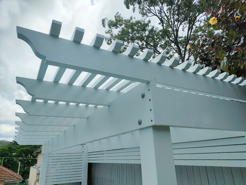 The Premium Deluxe Pergola looks stunning with the OGEE Profile.