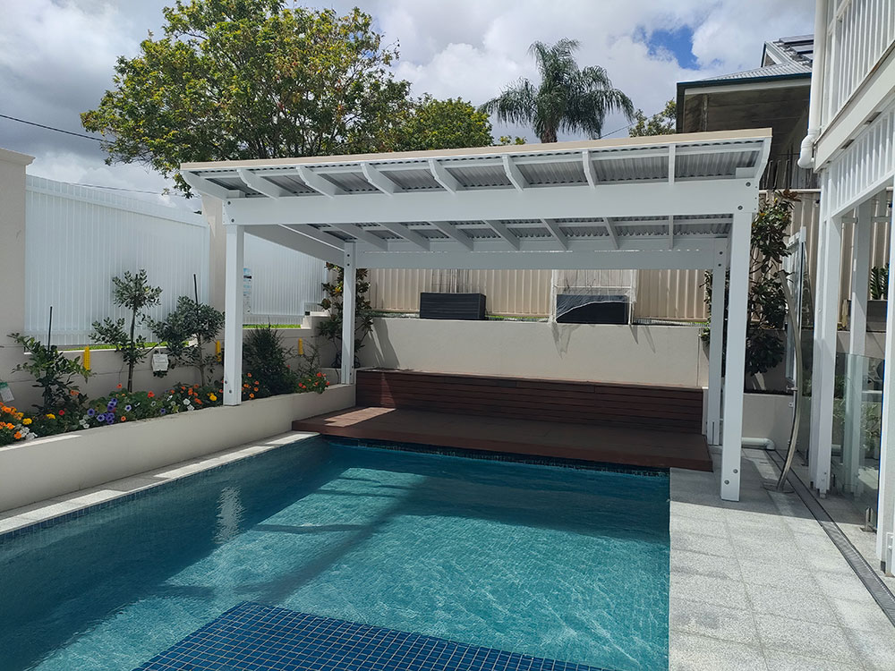 Beautiful Roofed Pergola creating a fully shaded area.