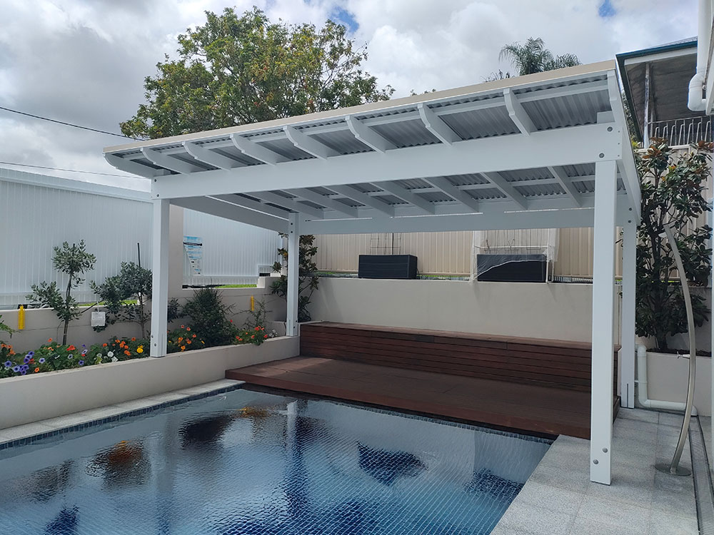 Beautiful Roofed Pergola creating a fully shaded area.