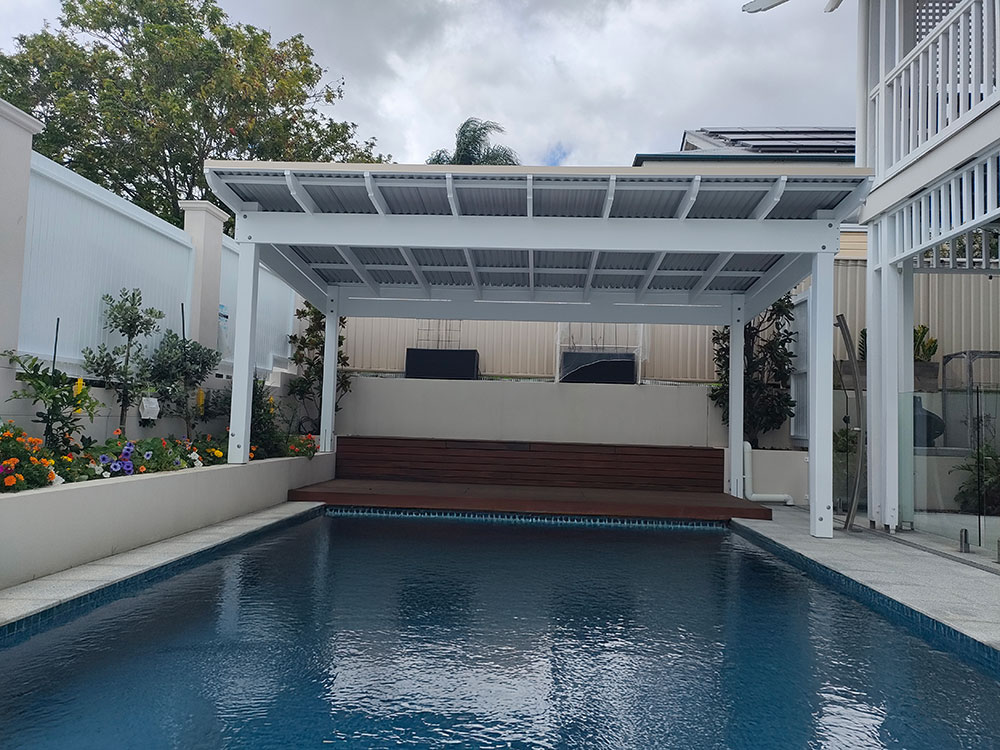 Beautiful Roofed Pergola creating a fully shaded area.